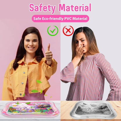 GARNHLOB Baby Water Mat Large 37.4"x29.9", Safe Inflatable Tummy Time Water Play Mat for Infants & Toddlers with Climate Pledge Friendly, Newborn Sensory Water Pad for Christmas Gift (Pink)
