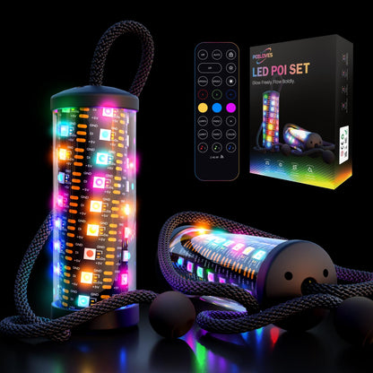 POILOVES LED Poi Stick, 241 Light Modes USB Rechargeable Magic Glow Stick with Customizable Colors, Profound Visual Effect for Flow Arts Rave Festival Performance