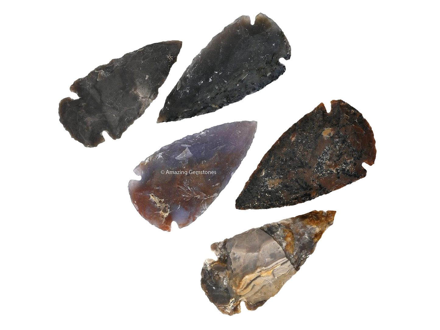 Amazing Gemstone 5 Pieces Fancy Jasper Arrowhead Bulk, Crystal and Healing Stone Flint Rock Arrow Head - 2 to 3 Arrowheads for DIY Project Craft Point Jewelry Making
