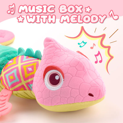 AWOTOY Baby Toys Sensory Musical Stuffed Animal Activity Soft Infant Toys 0-6-12 Month with Multi-Sensory Crinkle,Rattles&Textures,Baby Girl Toys Easter Gifts Newborn Tummy Time Easter Basket Stuffer