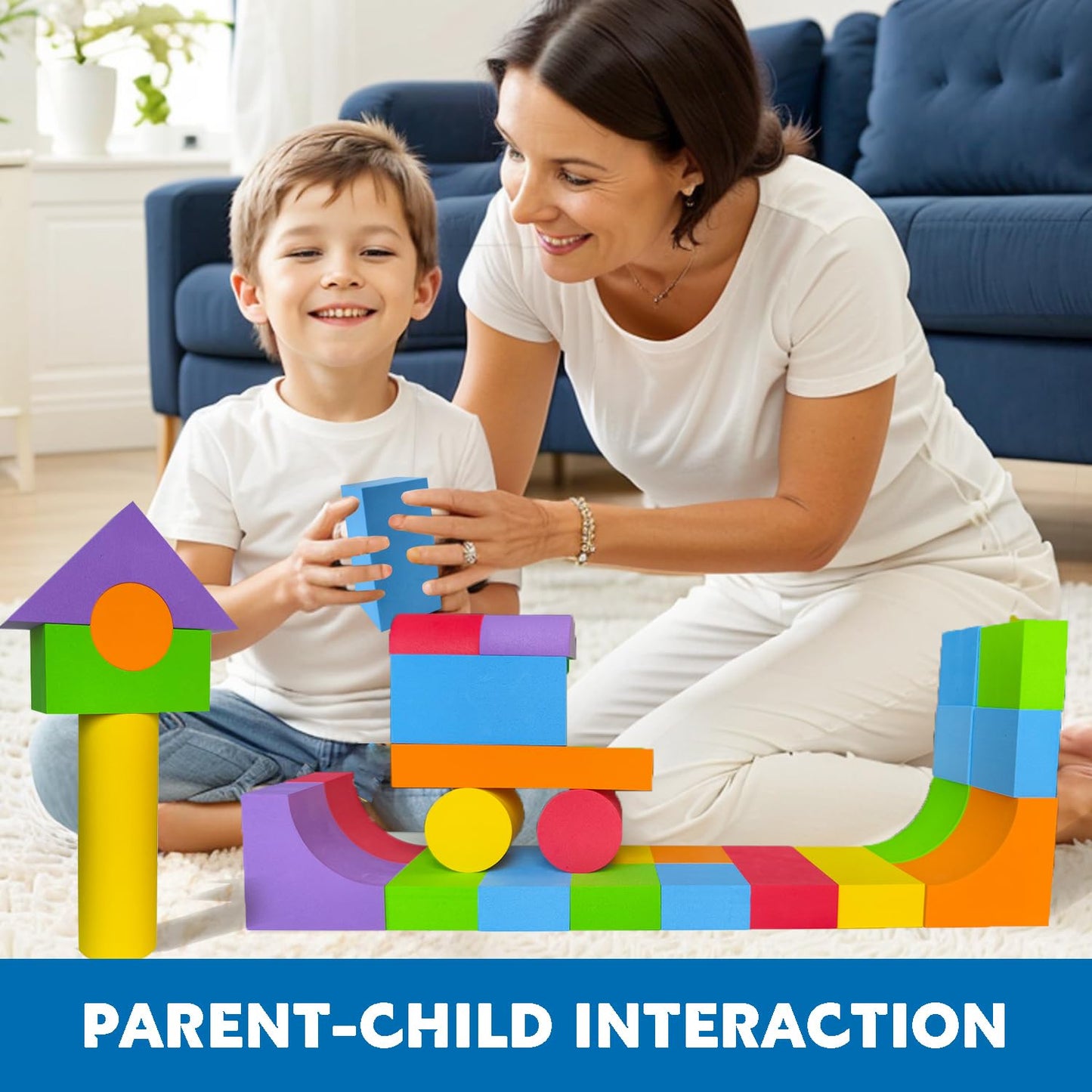 Pairez Toys Large Foam Blocks for Toddlers 3-5 Years, Big Building Blocks Set, Soft Stacking Blocks, Education & Learning Montessori Toys for 3+ Years Old Boys&Girls (61PCS)