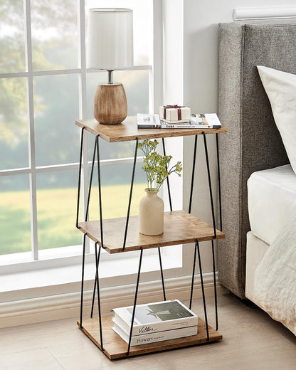 KJGKK Tall Side Table, Small End Table, 29 inch High Entryway Table, Bedside Table for Living Room, Bedroom and Office, Greige & Black