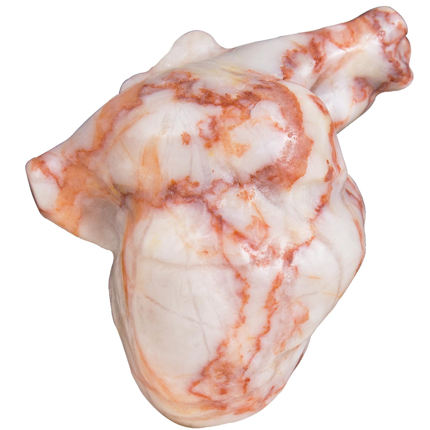Red Network Jasper Heart Crystal Figurine, 2.1”Crystal Heart Love Statue for Home Decor, Meditation and Stress Relief, Hand Carved Natural Healing Stone Cardiac Sculpture Spiritual Gift for Women
