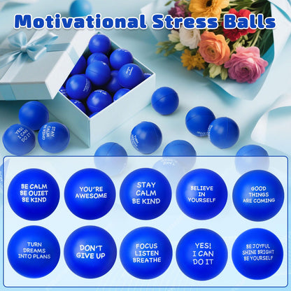 SHQDD 54PCS Stress Balls, Stress Balls for Adults, Soft Sponge Squeeze Toys with Inspirational Quotes, Office Classroom Stress Relief Gifts, Anxiety Relief Fidget Toys, Classroom Prizes, Student Gifts