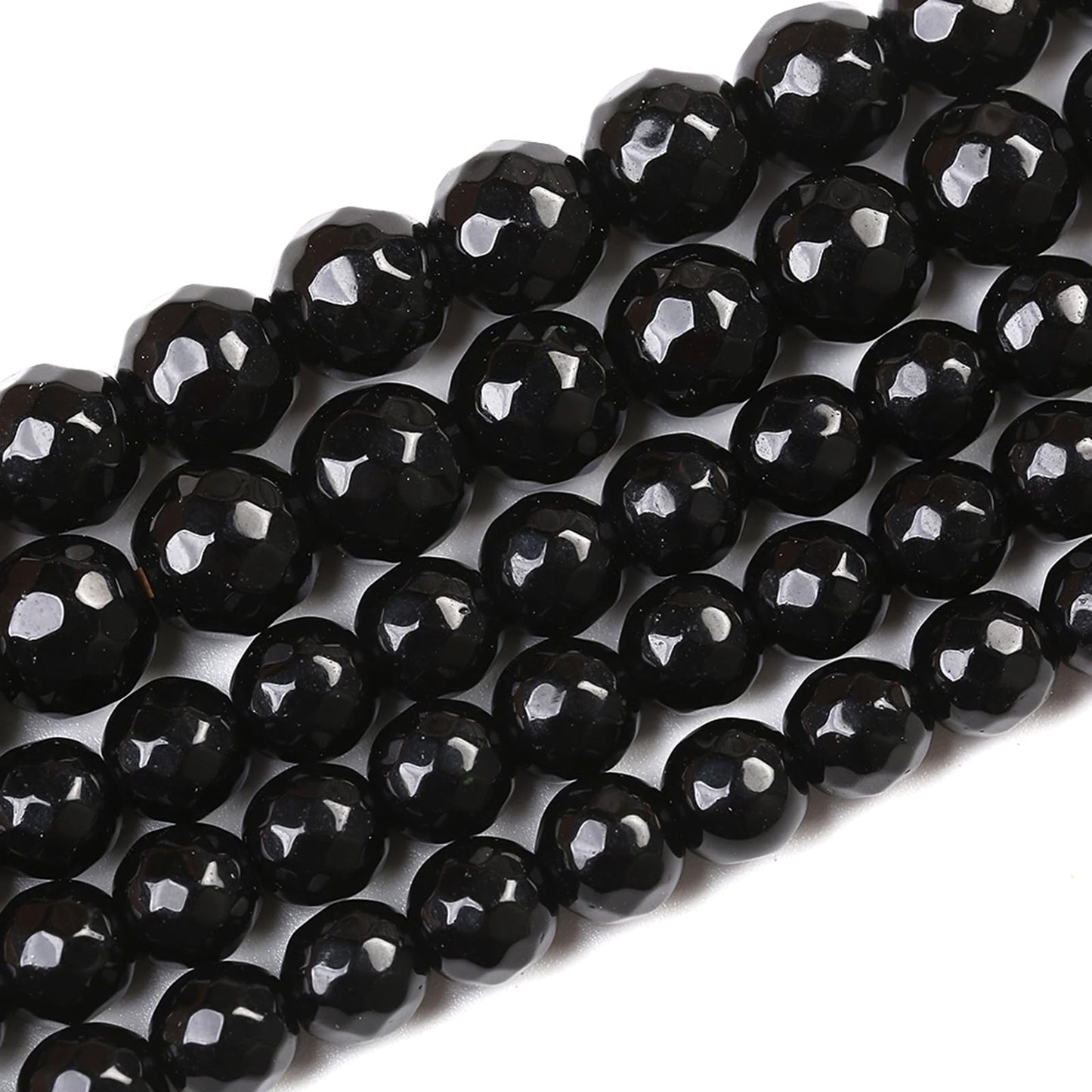 32pcs 12mm Natural Faceted Black Agate Stone Beads for Jewelry Making Energy Healing Beads DIY Bracelet Necklace Accessories 15" (12mm, Faceted Black Agate)