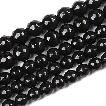 36pcs 10mm Natural Faceted Black Agate Stone Beads for Jewelry Making Energy Healing Beads DIY Bracelet Necklace Accessories 15" (10mm, Faceted Black Agate)