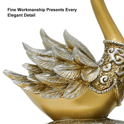 BULUXE 14.2" Gold Couple Swan Decor Figurine Modern Simulation Animal Sculpture Art Ornament Home Table Statue