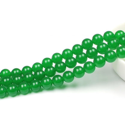 MJDCB Natural Green Jade Round Loose Beads for Jewelry Making DIY Bracelet Necklace (10mm)