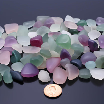 SigMntun Tumbled Fluorite Crystal Stone Set - 72 Pcs, 0.5" 10 oz Handpicked Tumbled Gemstones Rocks, Pebbles for Reiki, Chakra, Healing, Home Decor, 0.5" - Fluorite