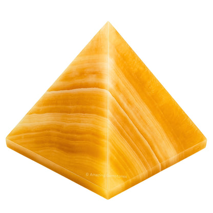 Yellow Calcite Pyramid Crystal Healing Stones - 1.5" Great Pyramid Figurine of Natural Stone Pyramid for Meditation, Reiki, Chakra Balancing and Crystal Pyramids Grid