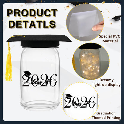CUPLOOV 6 Sets 2026 Graduation Centerpieces for Tables, Mason Jar Centerpieces with Graduation Caps, Money Jars for College High School Congrats Grad Party Decor Supplies