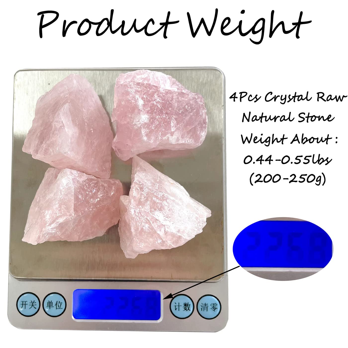 ZHIYUXI 2" Amethyst Rose Quartz Clear Quartz Fluorite Raw Crystals and Stones 4Pcs Crystals Bulk Real Huge Rocks for Tumbling Witchcraft Wrapping Fountain Rocks Cabbing Room Decor