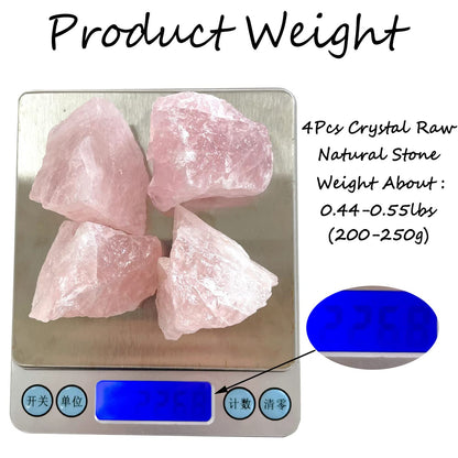 ZHIYUXI 2" Amethyst Rose Quartz Clear Quartz Fluorite Raw Crystals and Stones 4Pcs Crystals Bulk Real Huge Rocks for Tumbling Witchcraft Wrapping Fountain Rocks Cabbing Room Decor