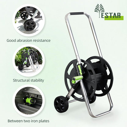 Random Colors Garden Hose Reel Cart, Holds 75-150 Feet of 5/8-Inch Hose, Portable Hose Reel Cart With Wheels,Adjustable Handrail, Quick Hose Connector