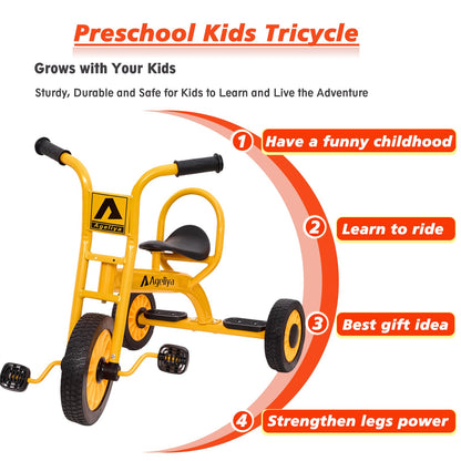 Ageliya Preschool Kids Tricycle for Rider Age 3-5, Durable Metal Pedal Trike for Boys Girls, Big Kid Tricycle with Non-Slip Grip, Solid Rubber Tires -Outdoor Playschool Daycare Playground Equipment
