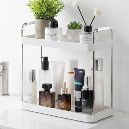 Vtopmart 2-Tier Bathroom Countertop Organizer, Vanity Dresser Counter Tray Shelf for Skincare, Perfume, Makeup, Silver