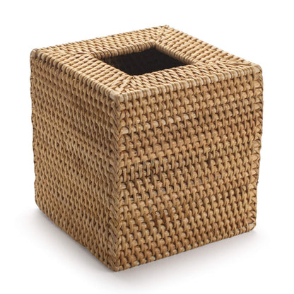 Rattan Tissue Box Cover Natural Woven Facial Napkin Holder Square (Natural, 5.5x5.5x5.9 Inch)