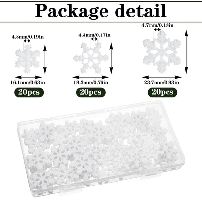 60 PCS Small Snowflakes for Craft Mini Snowflakes for Crafts Glitter Resin-Snowflakes Tiny Resin Snowflake Small-Snowflakes Glitter for Embellishment DIY Craft Project Winter Supply, 3 Different Size