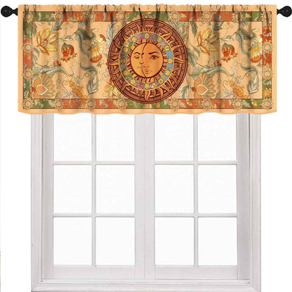 Lnepty Boho Sun Valance Curtains,Gothic Witchy Hippie Mandala Sun Stars Mystic Constellation Aesthetic Tarot Window Valance for Kitchen Living Room Bathroom 1 Piece,54x18 Inch