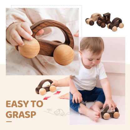 3PCS Wooden Baby Toys, Montessori Toys for Babies 0-6-12 Months, Baby Grasping Toys Push Car Toys for 1 Year Old Boy Birthday Gift,#2