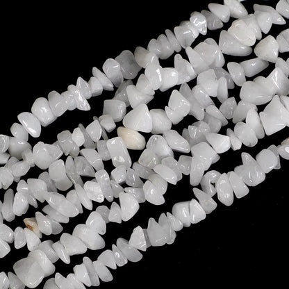 HAAMIIQII 5-8mm Natural White Jade Chips Beads - Genuine Real Irregular Freeform Chip Loose Gemstone Energy Healing Beads for Jewelry Making Strand 30 Inch