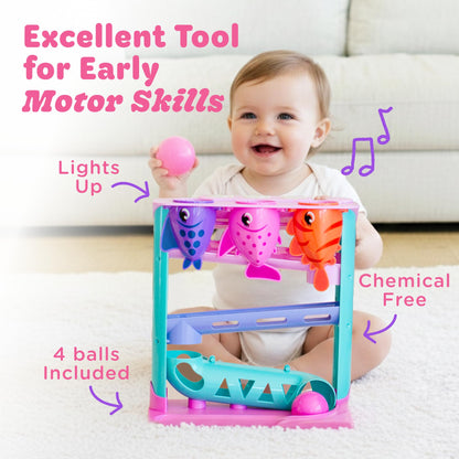 Move2Play, Feed The Fish | 30+ Fin-Tastic Songs & Phrases | Baby & Toddler Musical Toy | First Birthday Present for 1+ Year Old | Ages 6-24 Months | Boy & Girl Ball Drop Toy