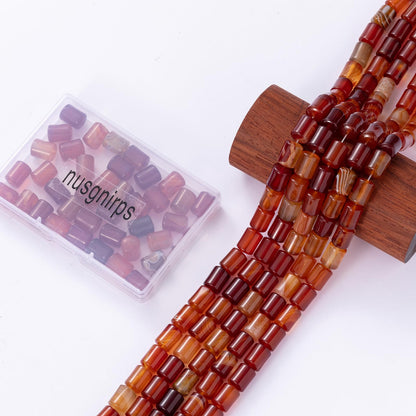 Natural Red Agate Cylinder Tube Beads 10x14mm 38cm/str Loose Semi Gemstone Stone Beads for Making Bracelets Necklace
