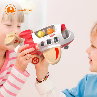 Wanborns Airplane Toys for Toddlers 1-3, Toys Planes Toys with Sound and Light, Mini Airliner Toys for Introducing Aeronautical Knowledge, Car Toys for 18 Months, 2 3 4 5 Years Old Kids Boys Gift