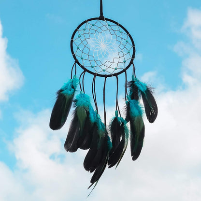 PWYXSA Dream Catcher Handmade Blue Feather Dreamcatchers Wall Hanging Ornament for Kids Home Decoration Girl Bedroom Craft Gift