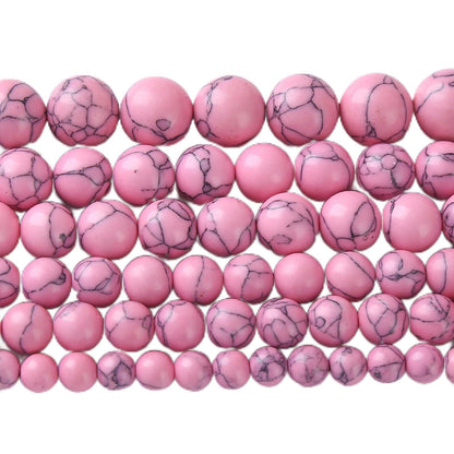 45pcs 8mm Pink Turquoise Beads Natural Stone Round Loose Spacer Beads for Jewelry Making DIY Bracelet Necklace 1 Strand 15inch