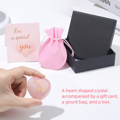 ZHIYUXI 45mm Rose Quartz Crystals Heart Shaped Rocks Pink Gems Heart Stones Rose Quartz Love Smooth Rocks Engraved Gemstone Pink Crystals Crystals Gifts Mothers Day Gifts Pink Gifts for Women