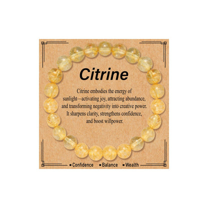 Kenailw Citrine Crystal Beaded Bracelet for Women Gemstone Bracelet Natural Stone Jewellery Gifts for Her Mum Daughter Birthday Gifts