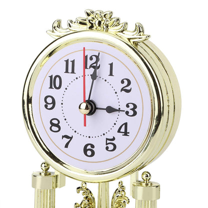 Aramox Retro Living Room Clock, European Retro Style Living Room Clock, Antique Silent Table Clock Home Decor for Home, Office, Hotel (Gold)
