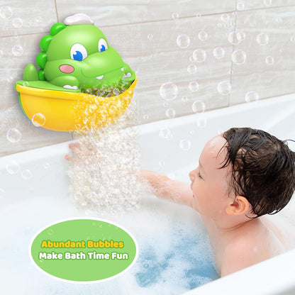 Bath Toys,Light-Up Bath Bubble Machine Automatic Bubble Maker Bathroom Toy for Kids Ages 1-3 4-8 Toddler Bathub Toy Easter Basket Stuffers Dinosaur Toys for Kids 3-5