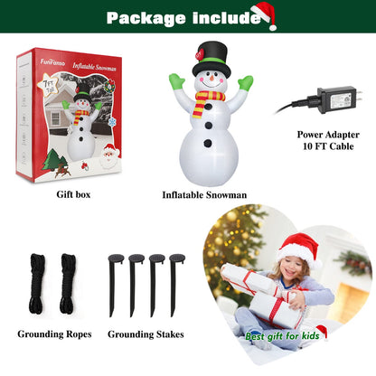 FunFanso 7 FT Christmas Inflatables Snowman Outdoor Decorations, Giant Blow up Snow Man Yard Decor Built-in Bright LED Light Wear Magic Hat, Weatherproof Holiday for Garden Patio Lawn Party Xmas Gifts