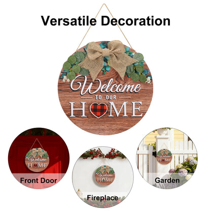 Giftgarden Welcome Home Sign for Front Door with 14 Changeable Icons, Seasonal Door Wreaths Outdoor Porch Decor, All Season Holiday Housewarming Gift
