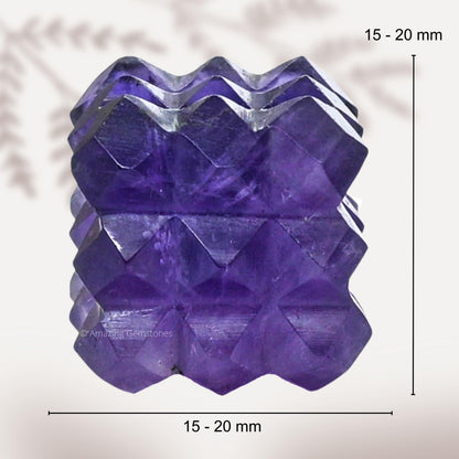 Amazing Gemstone Amethyst Crystal Cube with 54 Pyramid - 1" Mini Lemurian Pyramid Cube Figurine of Natural Stone Pyramid for Meditation, Reiki, Chakra Balancing Vastu Pooja and Crystal Grids