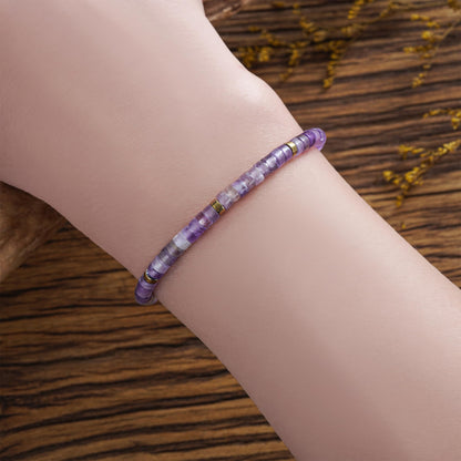 Plumiss Inspirational Gifts Bracelets for Women, Boho Handmade Natural Amethyst Stone Purple Beaded Bracelets, Life is Tough But So are You Bracelet