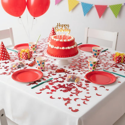 CC wonderland zone Red Glitter Star Moon Confetti, 200Pcs 1.2 Inch Double Sided Shiny Table Scatter for Ramadan Eid Wedding Baby Shower Birthday Party Decorations