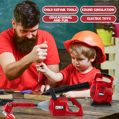 Arrowbash Kids Lawn Mower Toy Set 7 Pcs Electric Garden Tools with Leaf Blower, Chainsaw & Trimmer – Summer Outdoor Toys for Boys Girls Birthday Gifts