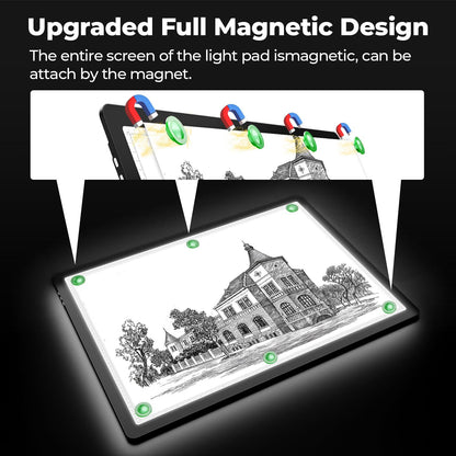 Zocelight Rechargeable A2 Light Pad 25.2" x 18.4",Magnetic Light Board for Diamond Painting,Physical Buttons,US Adapter,3 Colors,Stepless Dimming Light Box for Tracing, Light Table Sketching,Drawing