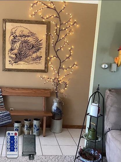 Lituplife Lighted Willow Vine with Remote Control On/Off Timmer Dim,7.5Ft Christmas Swags Decorations Artificial Branches with 144LEDs Enchanted Vine Lights(Plug in) for Walls Bedroom Décor(1PCS)