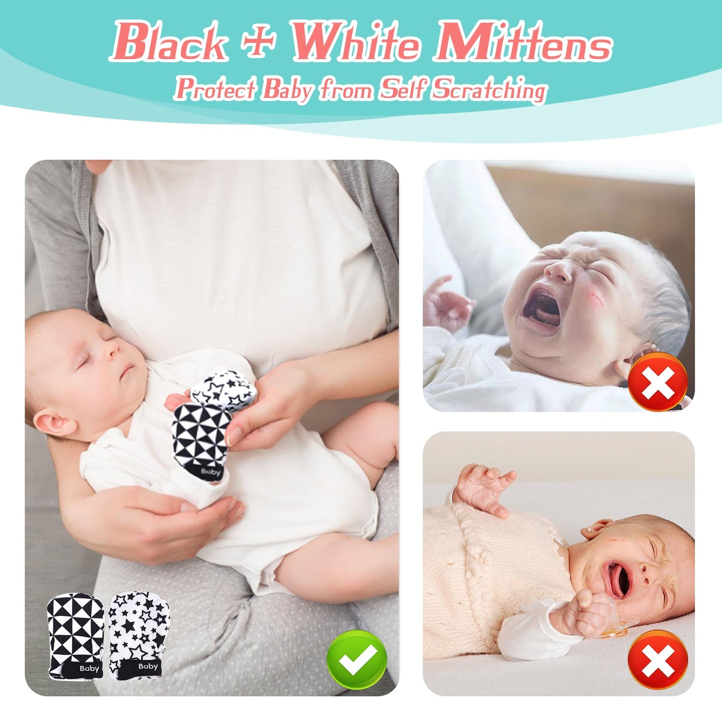 vocheer High Contrast Baby Toys for Newborn, 6 in 1 Black and White Sensory Baby Gift Set for 0-3 Months, 21pcs Montessori Early Educational Learning Kit