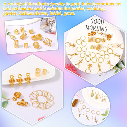 Lucomb 259 Pcs Hair Jewelry, Hair Accessories for Braids Silver Loc Jewelry for Hairs Dreadlocks Braid Jewelrys Hairs Cuffs Clips Dreadlock Accessories for Women's Loc Charms Rings Decoration