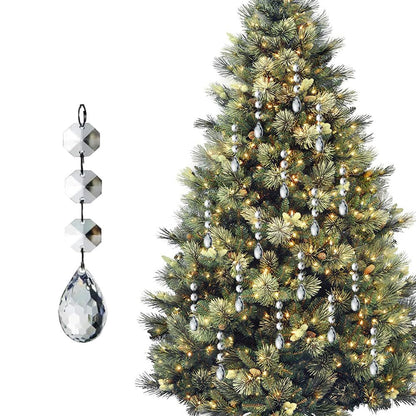 HOHIYA 30 Pcs Crystal Christmas Tree Ornaments Acrylic Hanging Prisms and Garland Beads Lightweight Holiday Decoration for Christmas Wedding Centerpieces Party and Chandelier Sparkle Clear