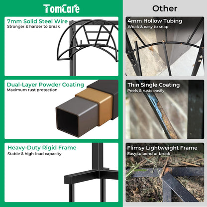 TomCare Garden Hose Holder 4 Spikes Garden Hose Reel Hose Stand Upgraded Water Hose Storage with Tool Hooks Garden Hose Hanger Organizer Holds 160ft Hoses for Outside Yard Lawn, Black