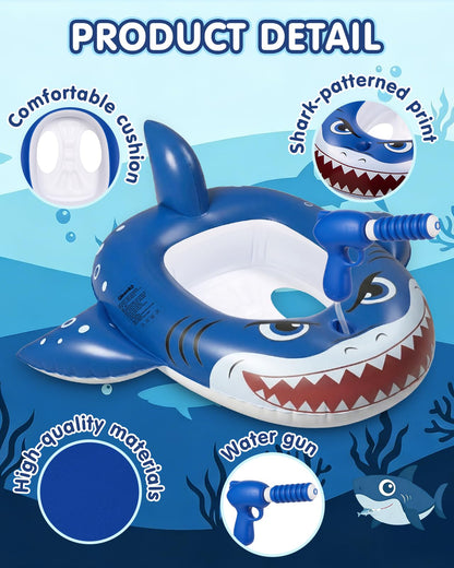 Gleamkid 2PCS Inflatable Pool Floats Kids, Pirate Ship Pool Float with Water Gun, Pool Toys for Kids Ages 4-8, Pool Float Safety Seat Swimming Pool Games for Boys Girls