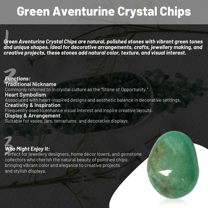 1.1lb Natural Crushed Green Aventurine Quartz Crystal Tumbled Chips-Green Aventurine Healing Crystals Chips Bulk, Crushed Crystal Gemstones for Crafts, Beautiful Package for Gift