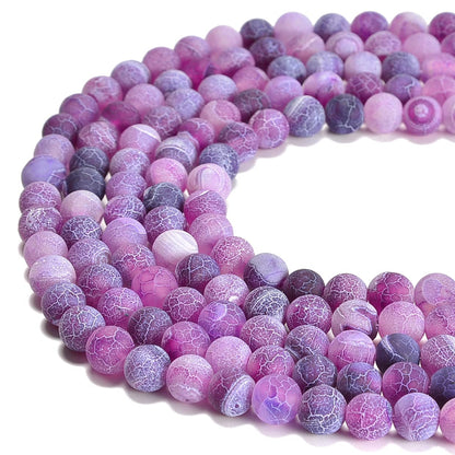 jodaying 10mm Froasted Purple Agate Round Natural Gematone Loose Beads for Jewelry Making DIY 1 Strand 15"