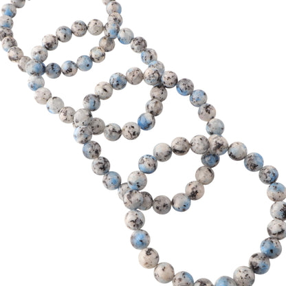Anagha Jewels Natural K2 Jasper Cystal Beads Bracelet For Women & Men, Handmade 8mm K2 Jasper Beaded Stretch Bracelet 7.5", Energy Power Chakra Healing Bracelet, Blue Stone Bracelet